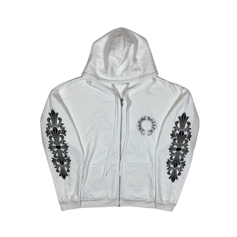 Chrome Hearts White Horseshoe Zip Up Hoodie – Maison Guava