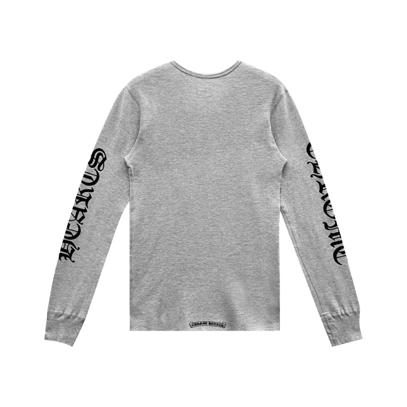 Longsleeve Grey Thermal Scroll Logo | Chrome Hearts