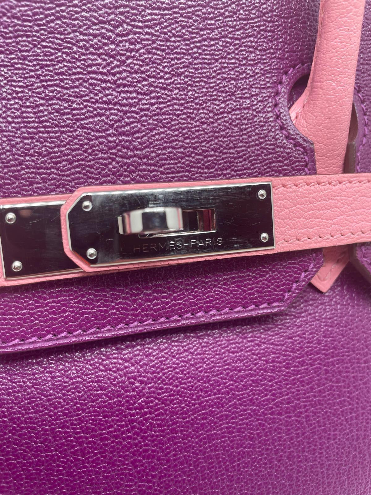 Birkin Birkin 30 Bi Color HHS Cuir De Chèvre Anemone & Rose Confetti Garniture Argente Palladié | Hermes