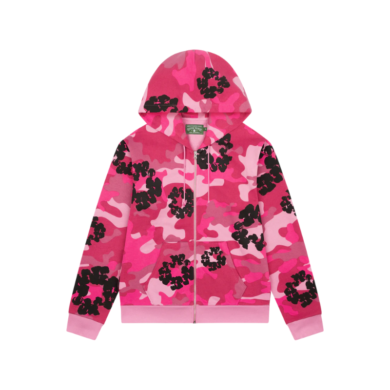 Zip Hoodie Pink Camo Cotton Wreath Denim Tears – Maison Guava