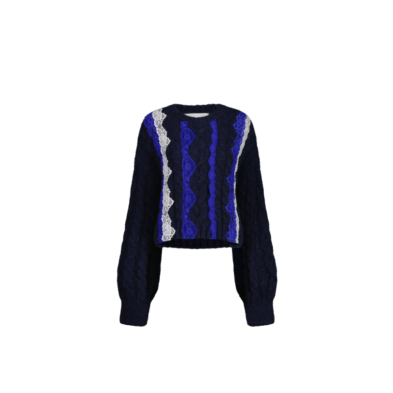 Knitwear Lace Cable Blue | Vaillant Studio