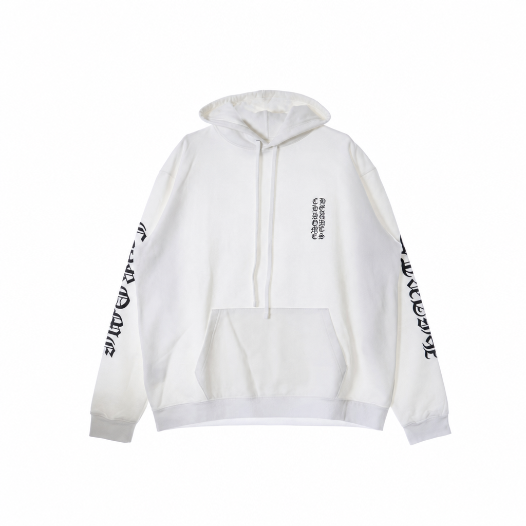Hoodie Vertical Logo White | Chrome Hearts