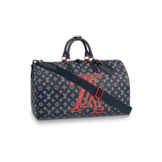 Duffle Bag Keepall 50 Bandouliere Monogram Upside Down Ink Navy | Louis Vuitton