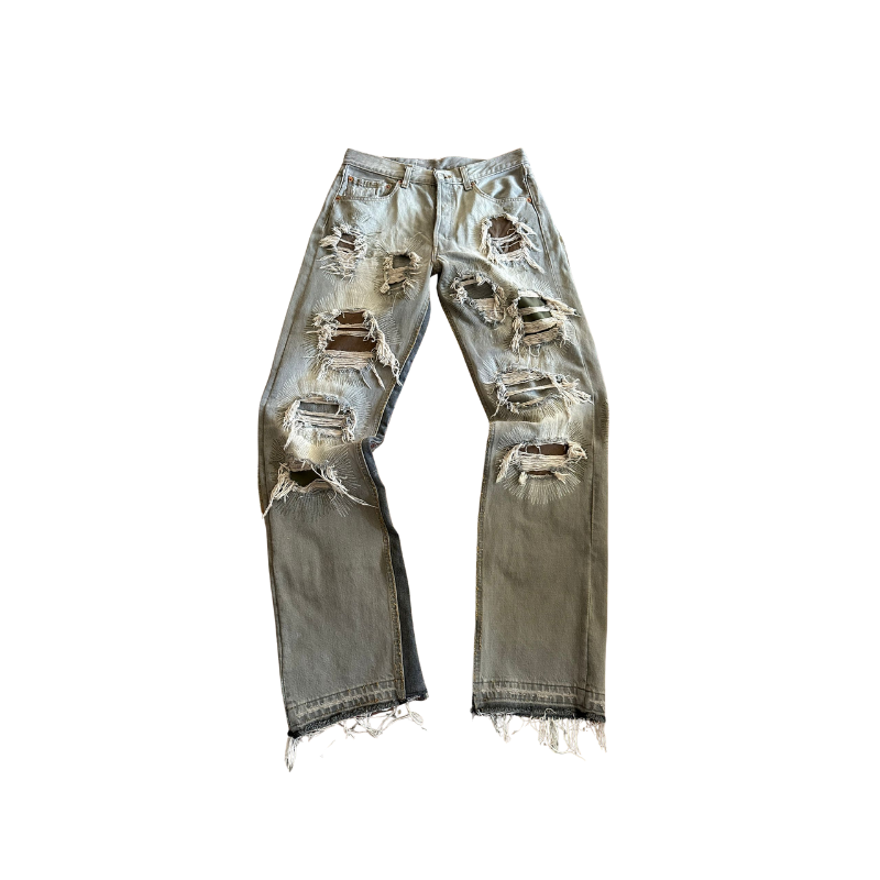Jeans Sunflower Stitch Grey & Brown & khaki | StudioPolyvalent