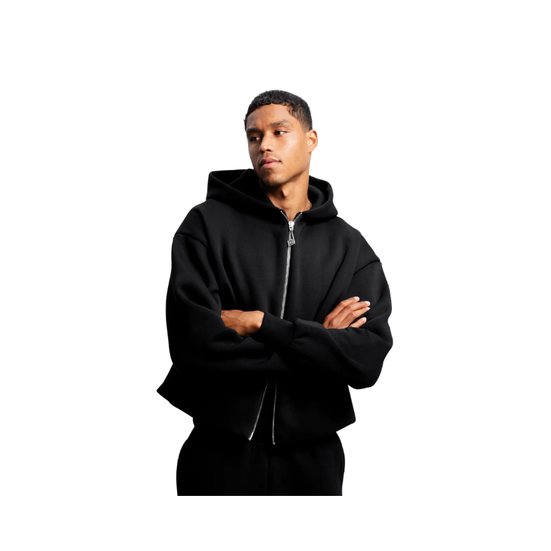 Two Way Zip Hoodie Black 2.0 | Perplex