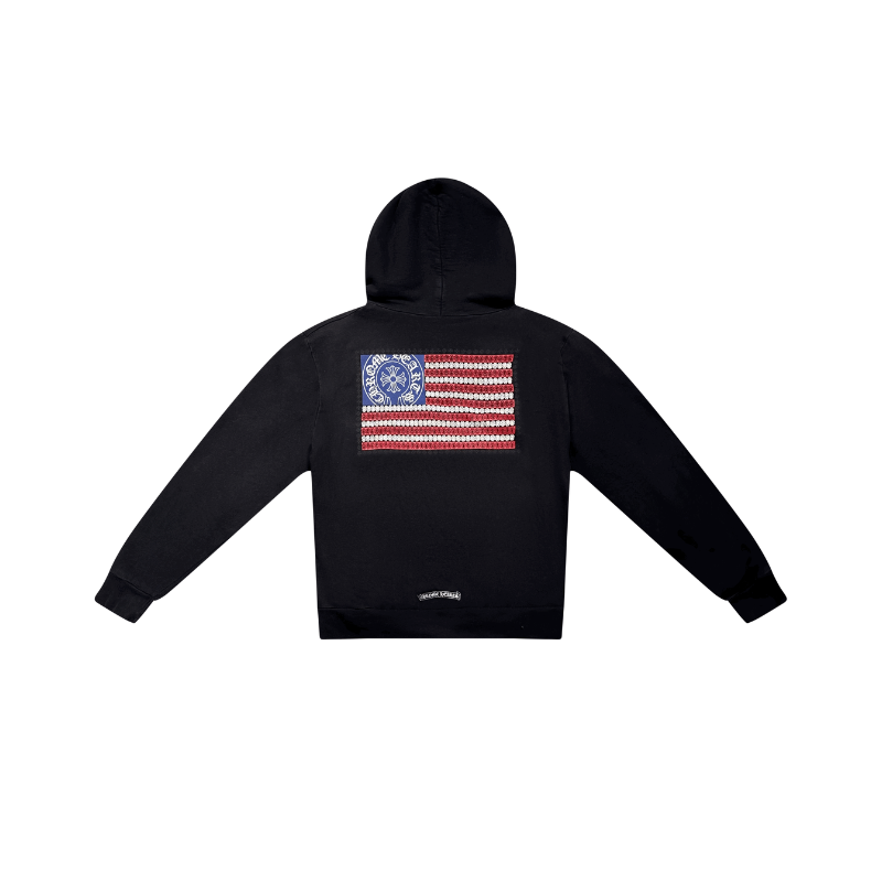 Hoodie USA American Flag Black | Chrome Hearts