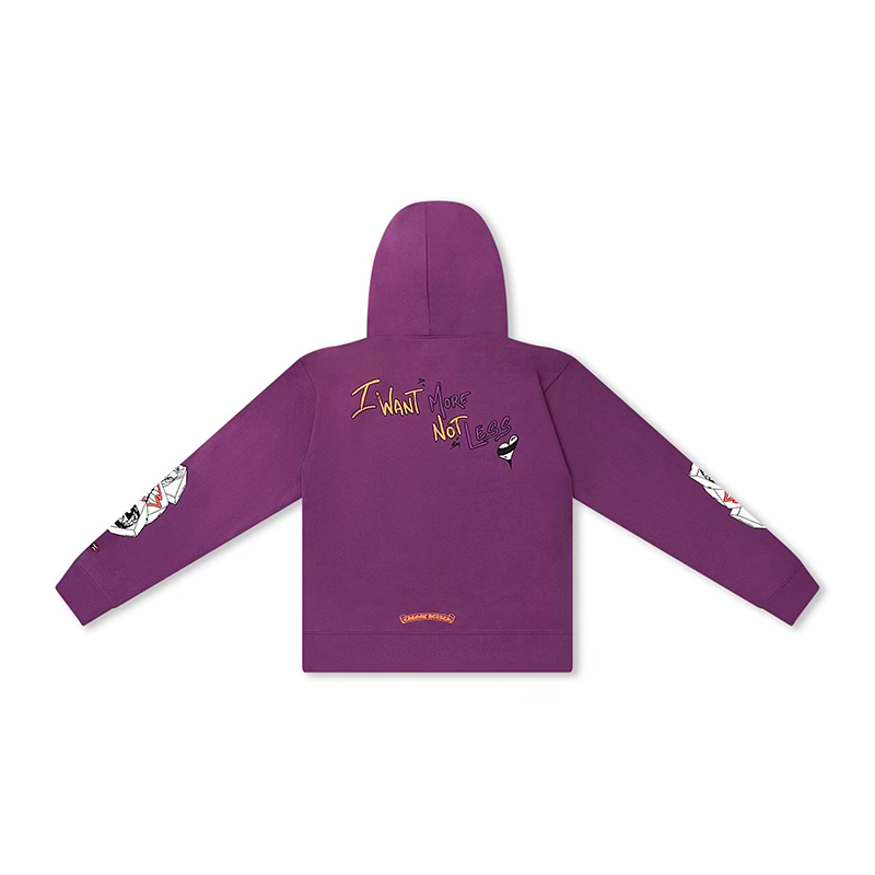 Sweat à capuche violet « Je veux plus, pas moins » | Chrome Hearts x Matty Boy