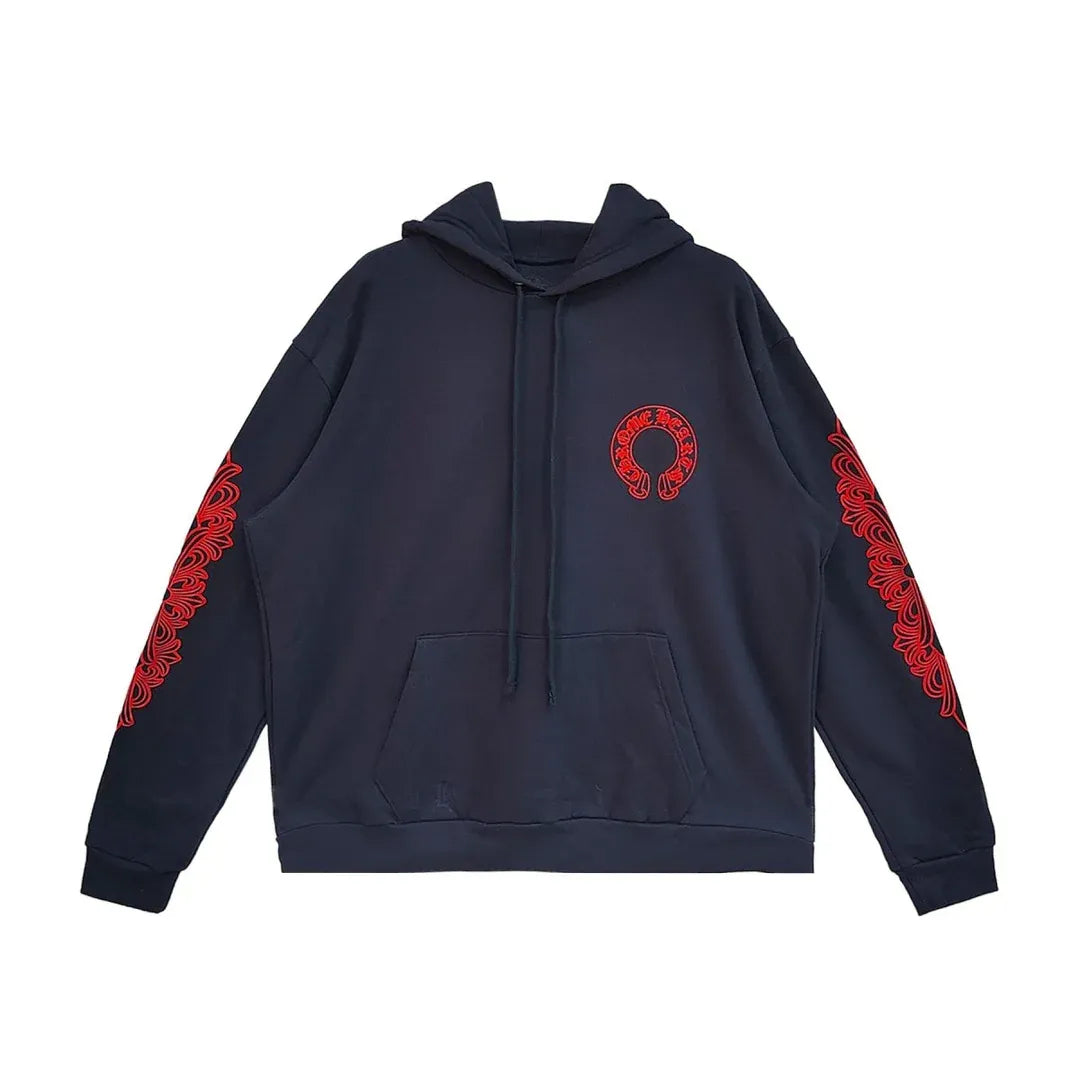Hoodie Navy Red Floral | Chrome Hearts