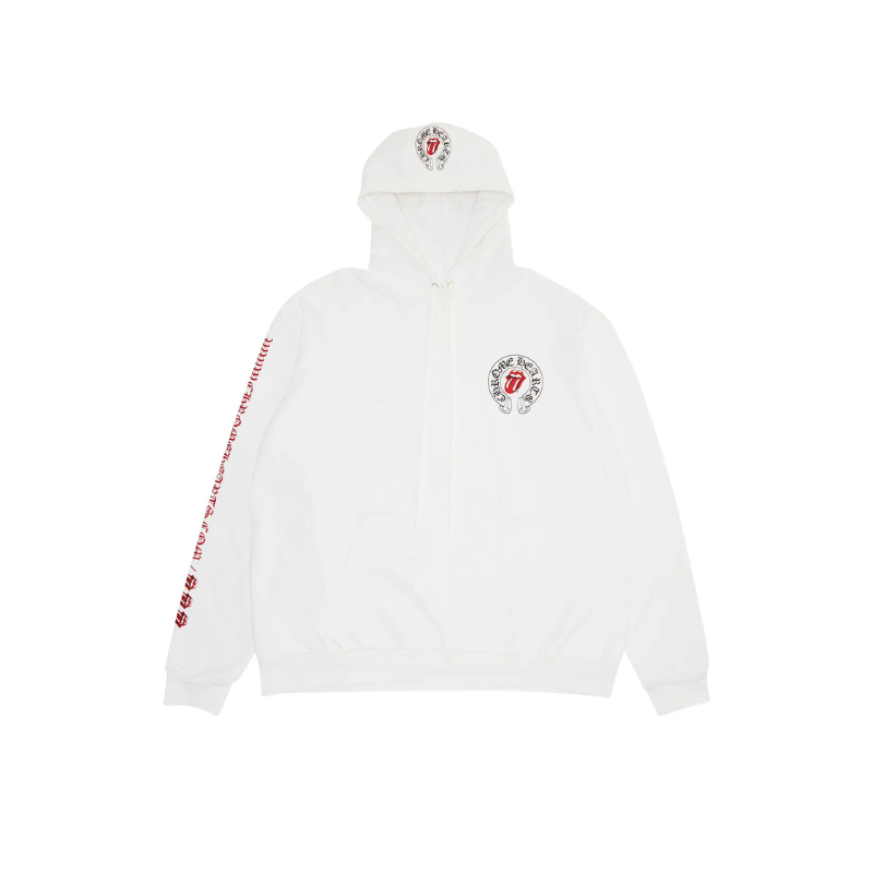 Hoodie Rolling Stone Lips Online Exclusive 'White' | Chrome Hearts