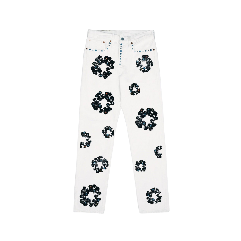 Jeans Levi's 501 Cotton Rhinestone Wreath White | Denim Tears