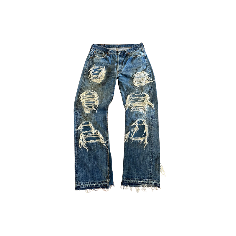 Jeans Sunflower Stitch Blue & Khaki | StudioPolyvalent