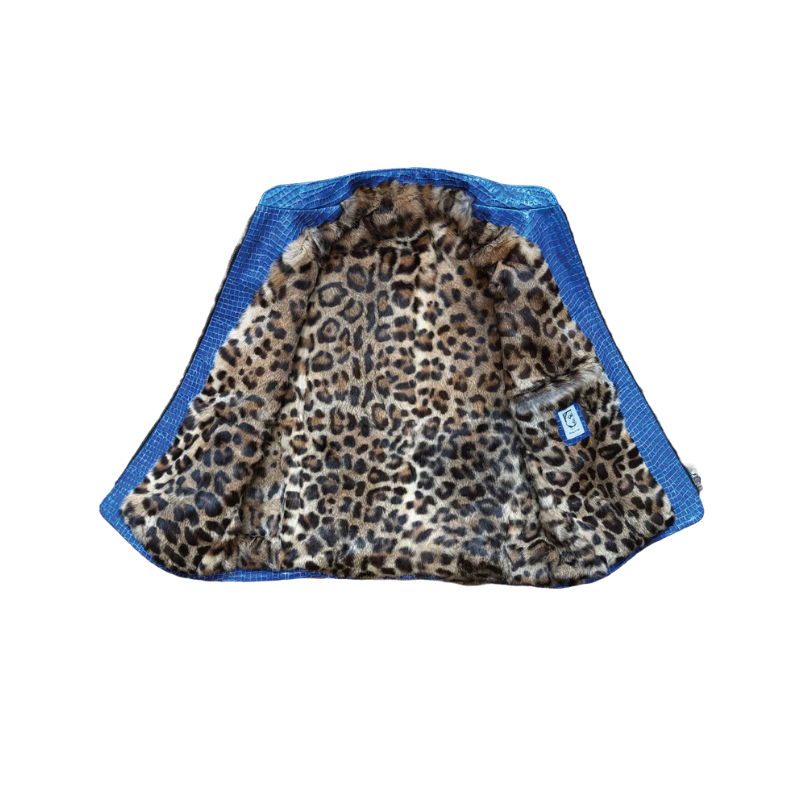 Leather Jacket Leonpardine Blue | Malgré Lui