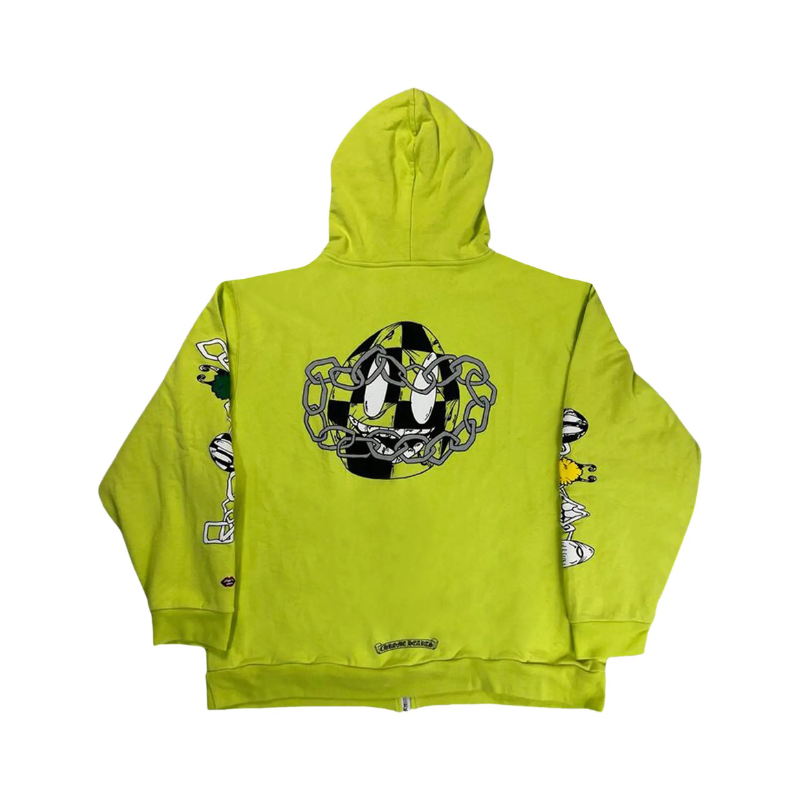 Sweat à capuche zippé Link « Vert citron » | Chrome Hearts x Matty Boy