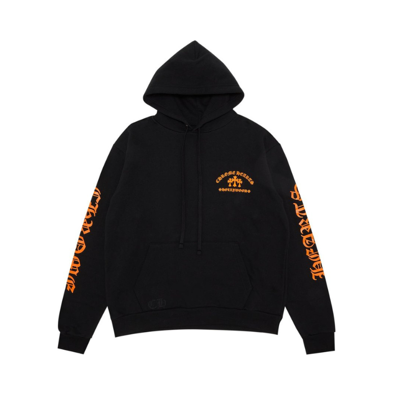 Hoodie CHROME HEARTS Triple Cross Black Orange