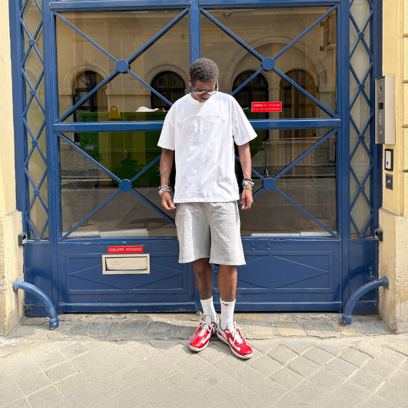 Shorts Double Stitched Stone Grey | Maison Guava