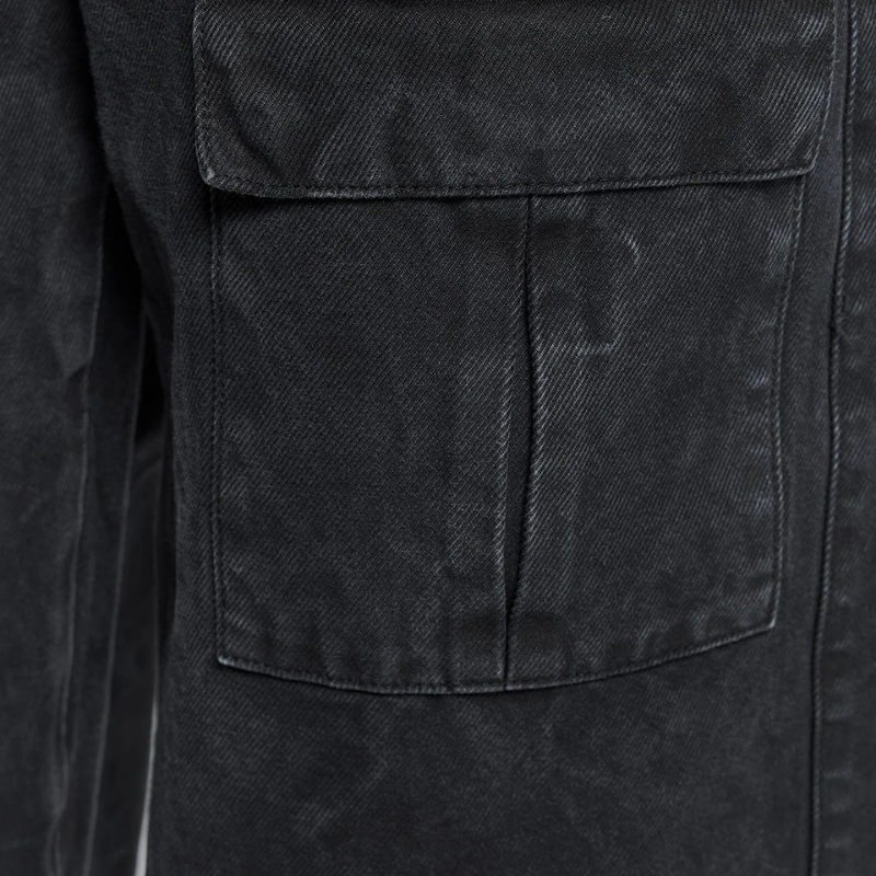 Cargo Pants Wrinkled Canvas Black | Reternity