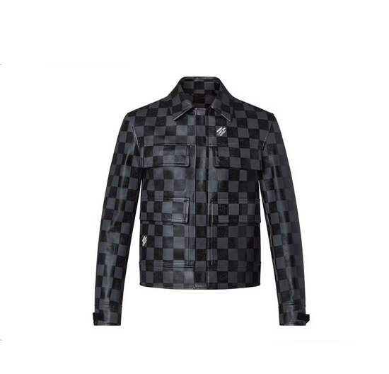 Leather Jacket Leather Damier Dark Grey | Louis Vuitton