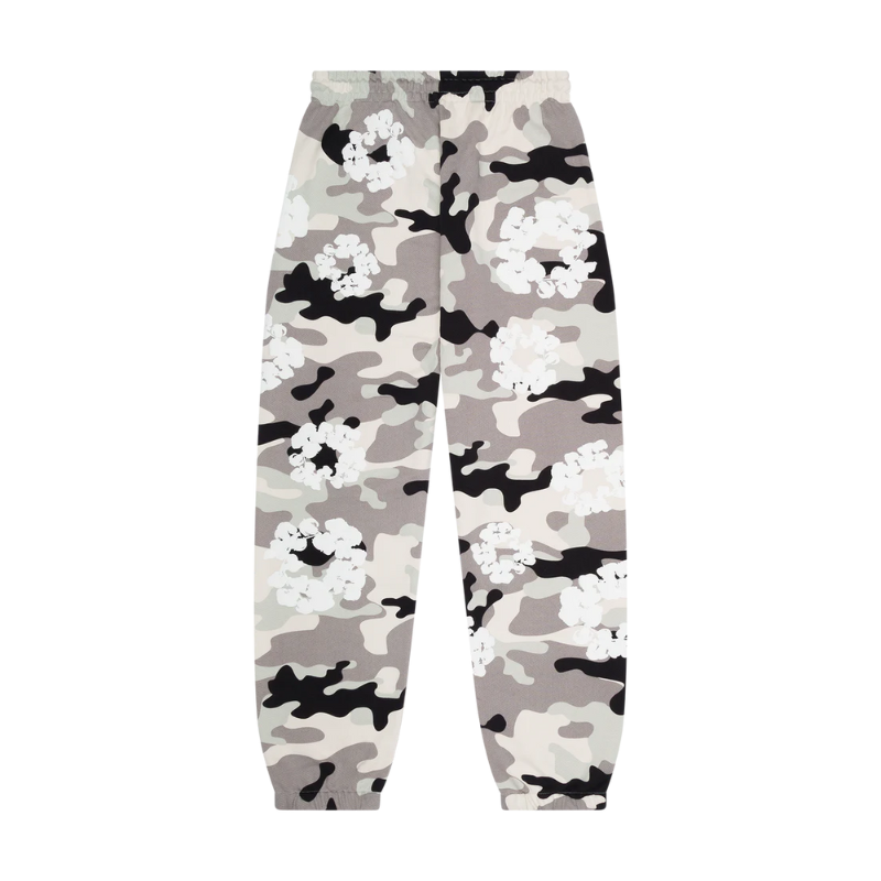 Pantalon de jogging camouflage blanc en coton avec couronne | Denim Tears