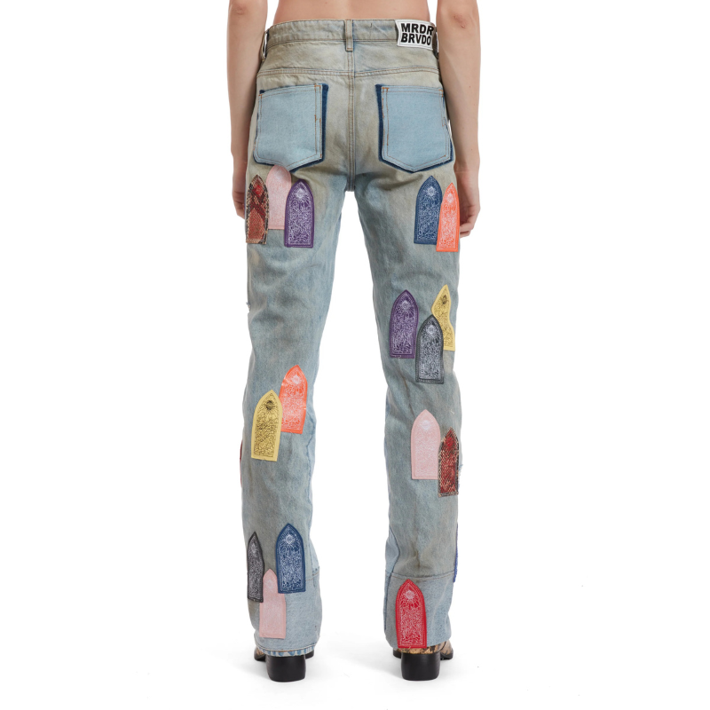 Jeans Patch arched Repared Distressed Multicolor | WhoDecidesWar