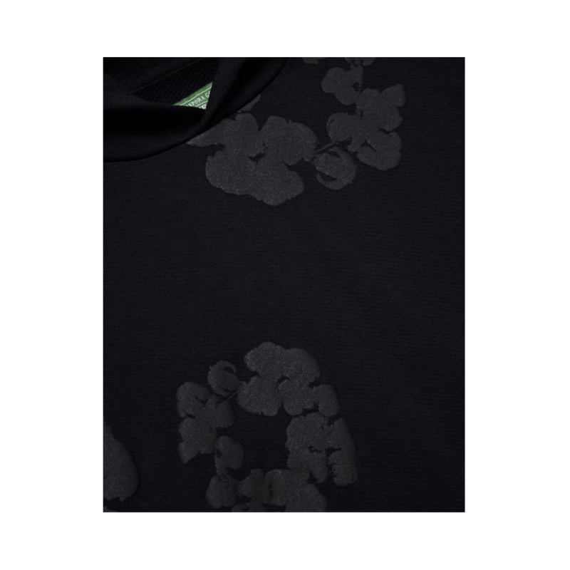 Hoodie Cotton Wreath Full Black | Denim Tears