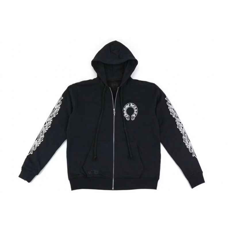 Zip Hoodie Black Horseshoe Logo | Chrome Hearts