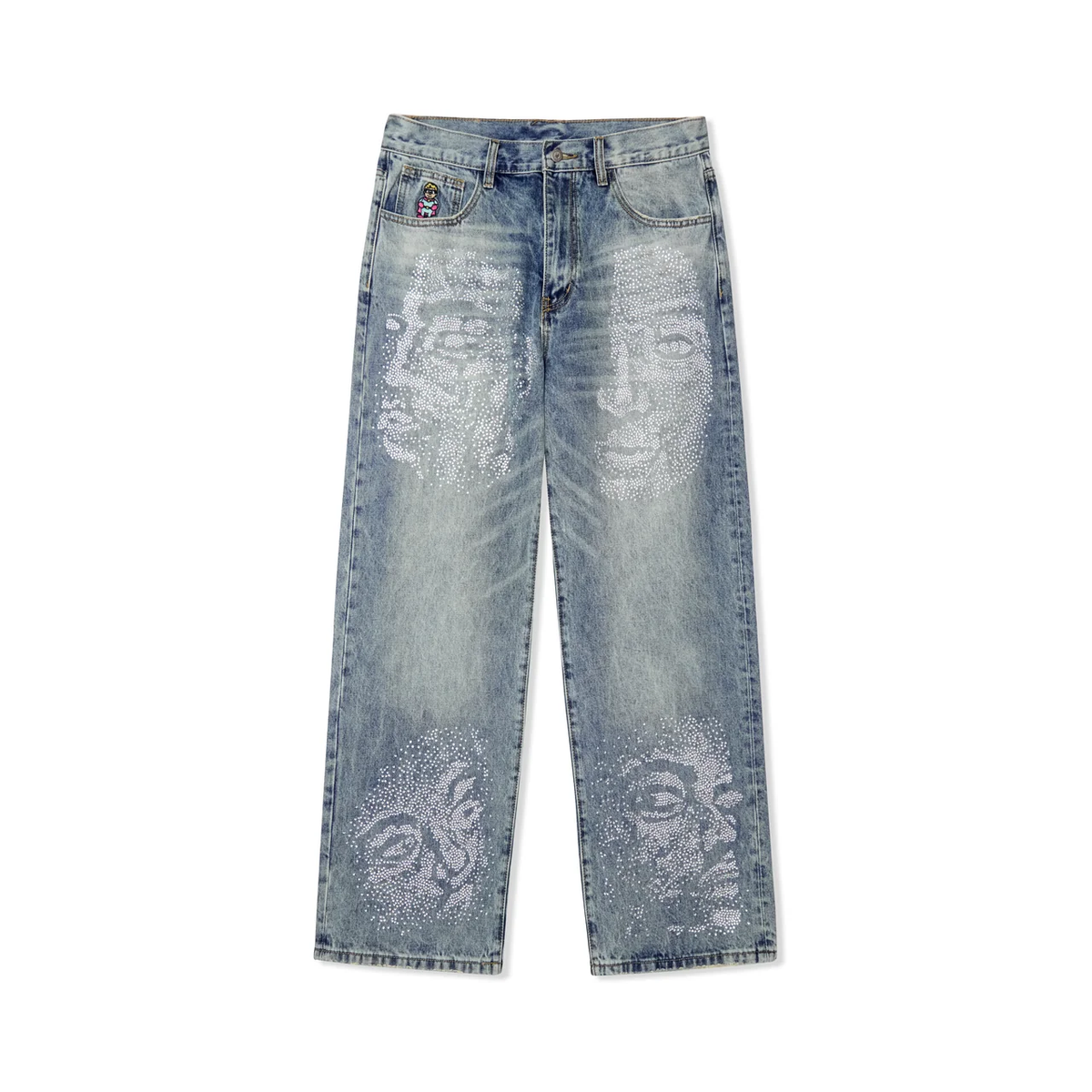 Jeans Gemstone Eye Embroidery Washed Blue | KidSuper, Hype clothes, view 4