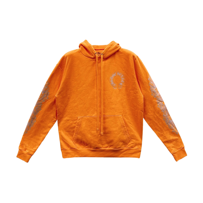Hoodie Orange Silver | Chrome Hearts