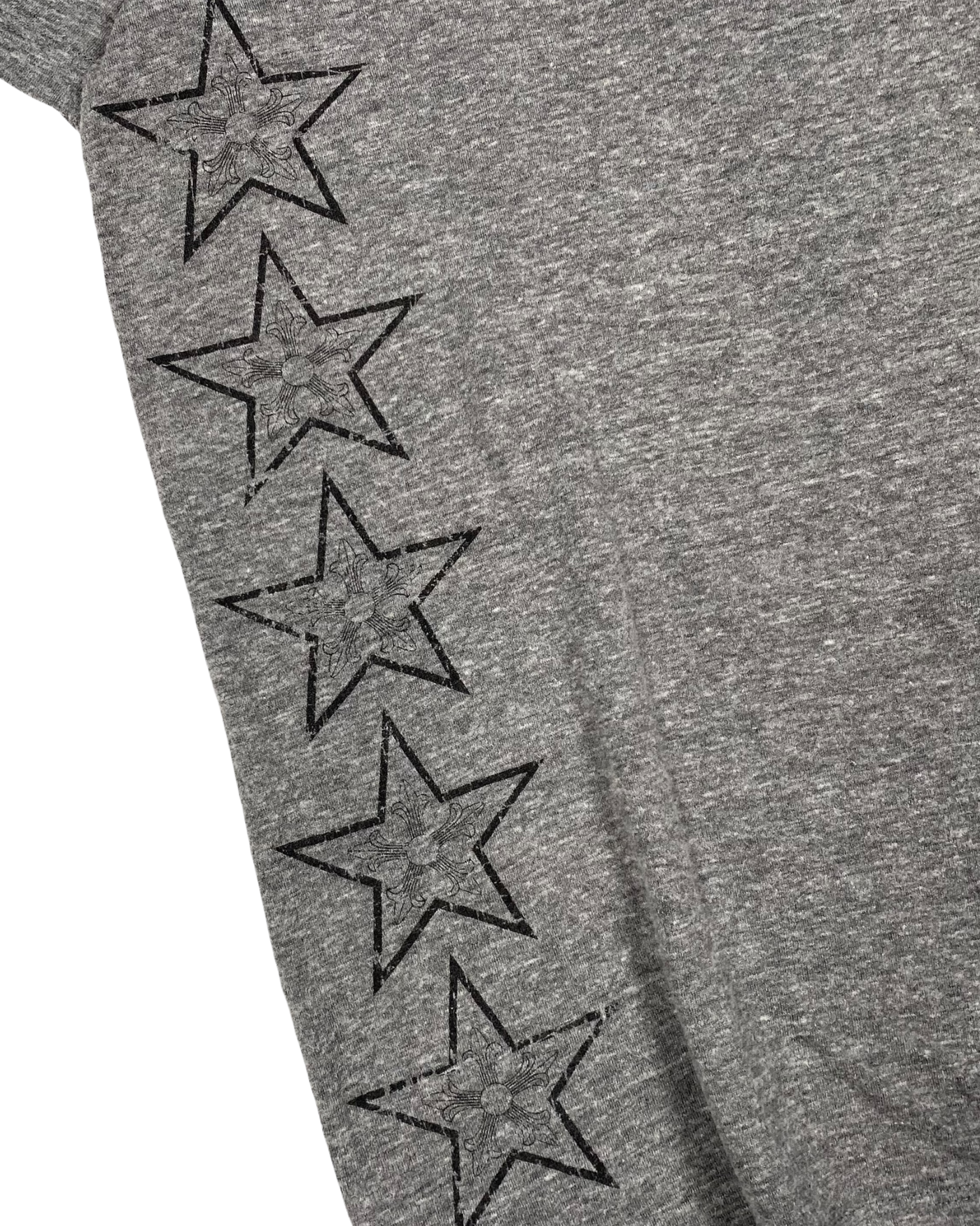 T-shirt gris col V avec logo étoiles | Chrome Hearts