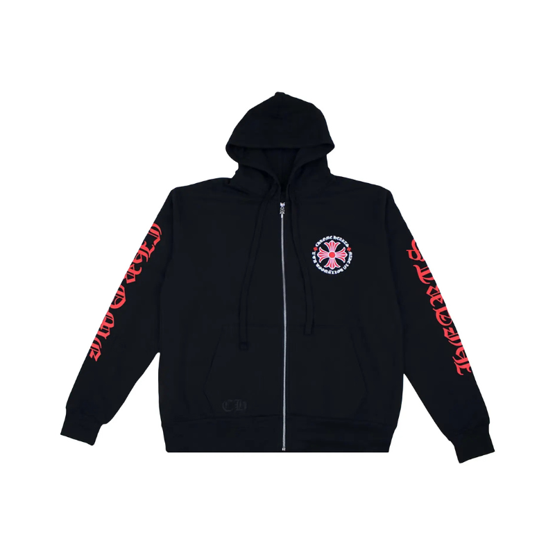 Zip Hoodie Made In Hollywood Plus Cross 'Black/Red' | Chrome Hearts