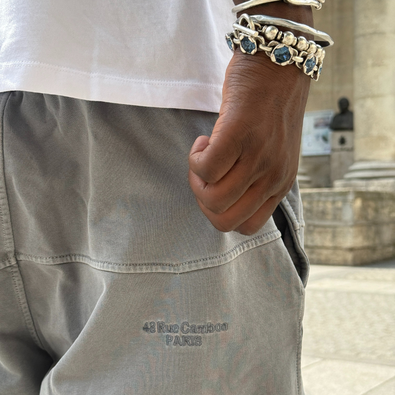 Shorts Double Stitched Stone Grey | Maison Guava