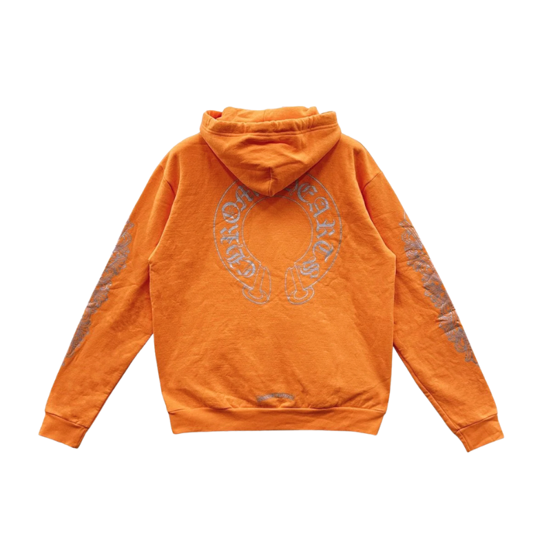 Hoodie Orange Silver | Chrome Hearts
