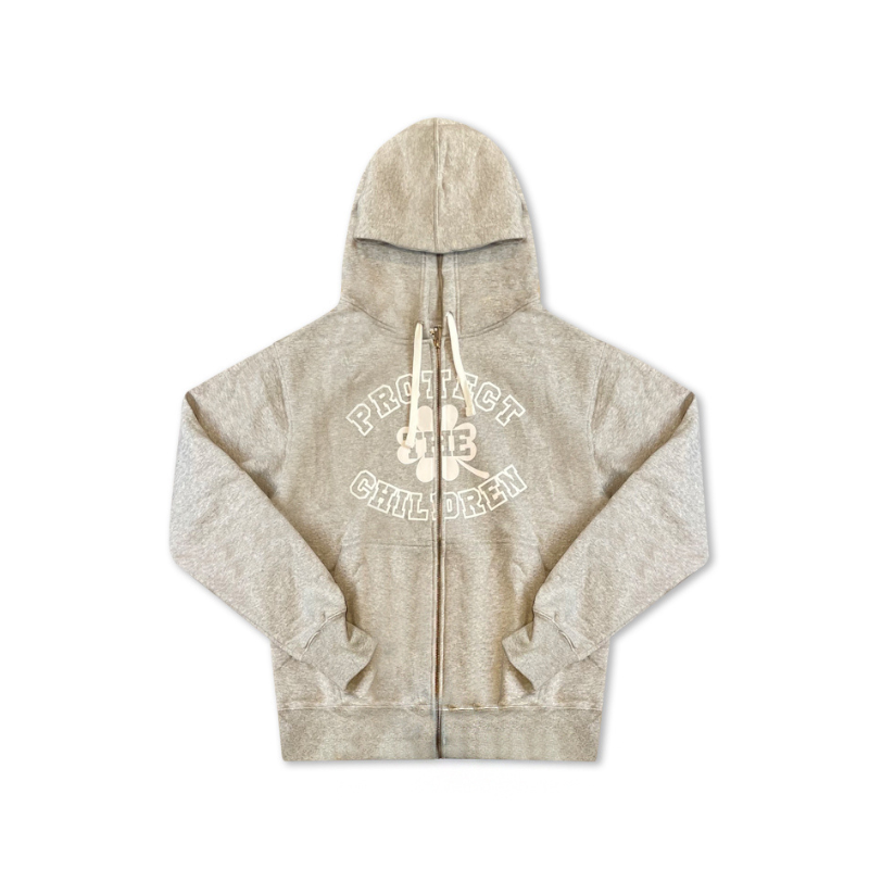 Zip Hoodie Light Grey | Protect The Children