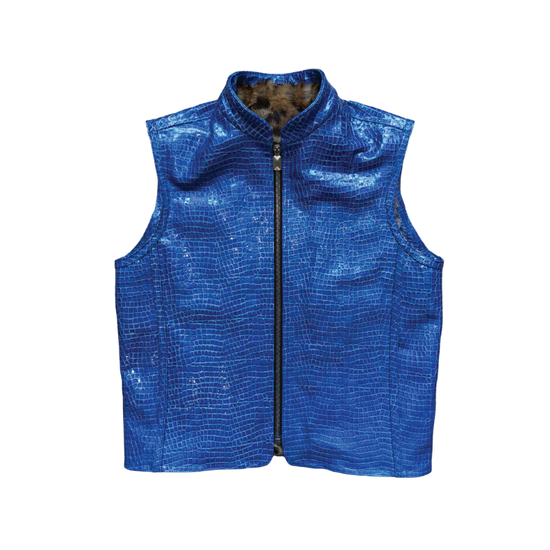 Leather Jacket Leonpardine Blue | Malgré Lui