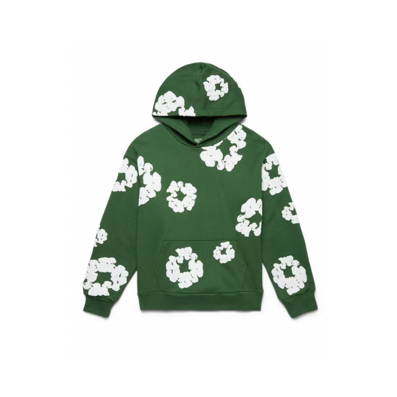 Hoodie Cotton Wreath Green | Denim Tears