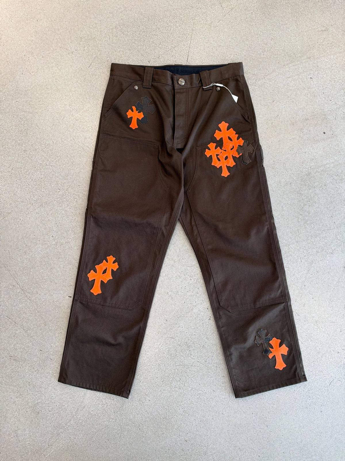 Denim Pants Carpenters Cross Patch Brown Orange | Chrome Hearts