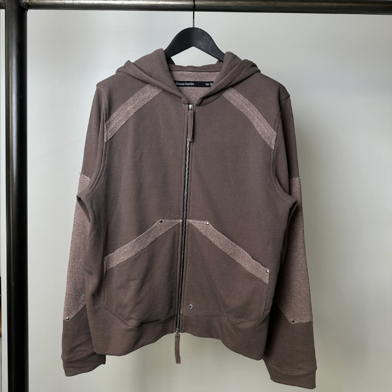 Zip Hoodie Lucid Spine Faded Brown | Reveur Lucide