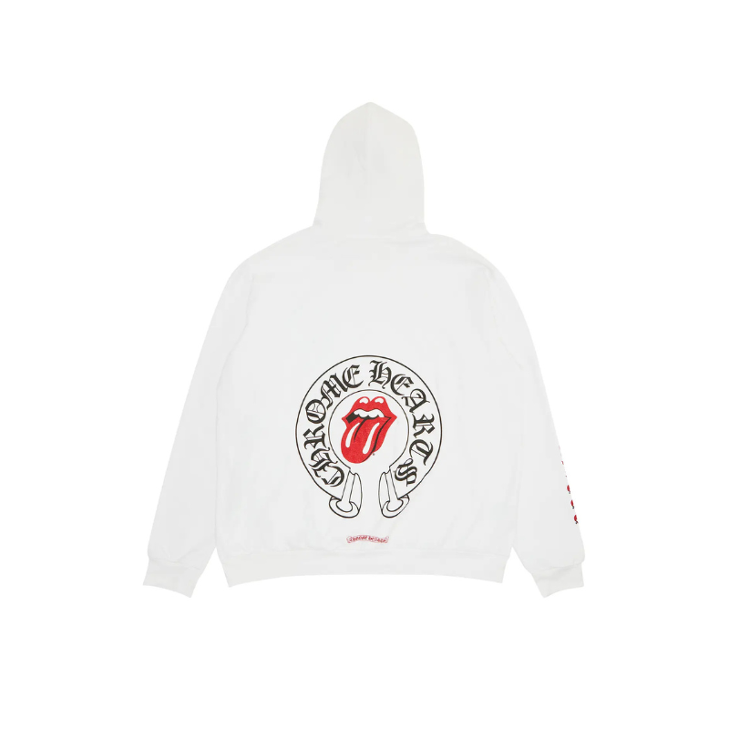 Hoodie Rolling Stone Lips Online Exclusive 'White' | Chrome Hearts