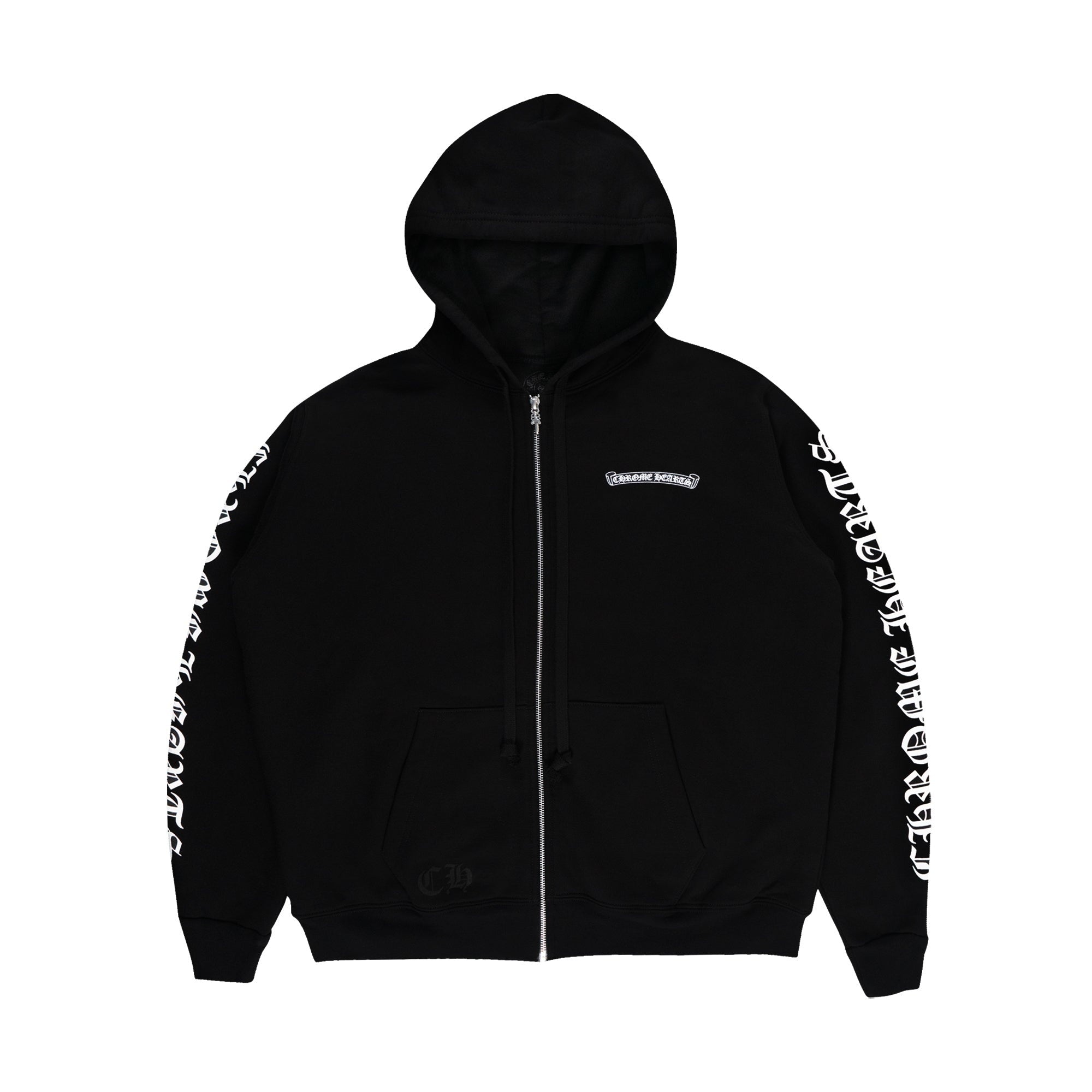 Zip Hoodie Black 'Scroll Logo' | Chrome Hearts