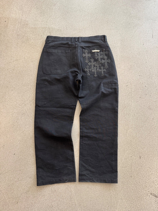 Jeans Double Knee Black Patch Black | Chrome Hearts