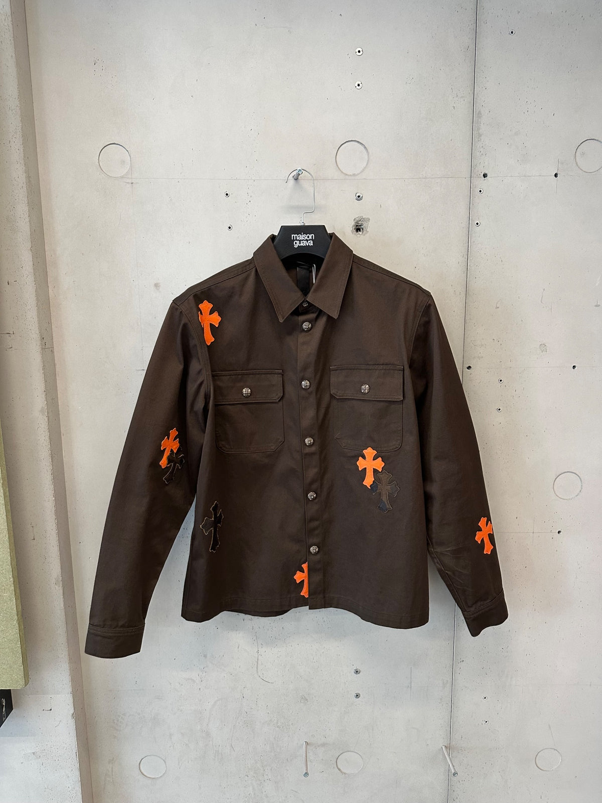 Jacket Work Dog Leather Cross Patch Orange | Chrome Hearts, view 3