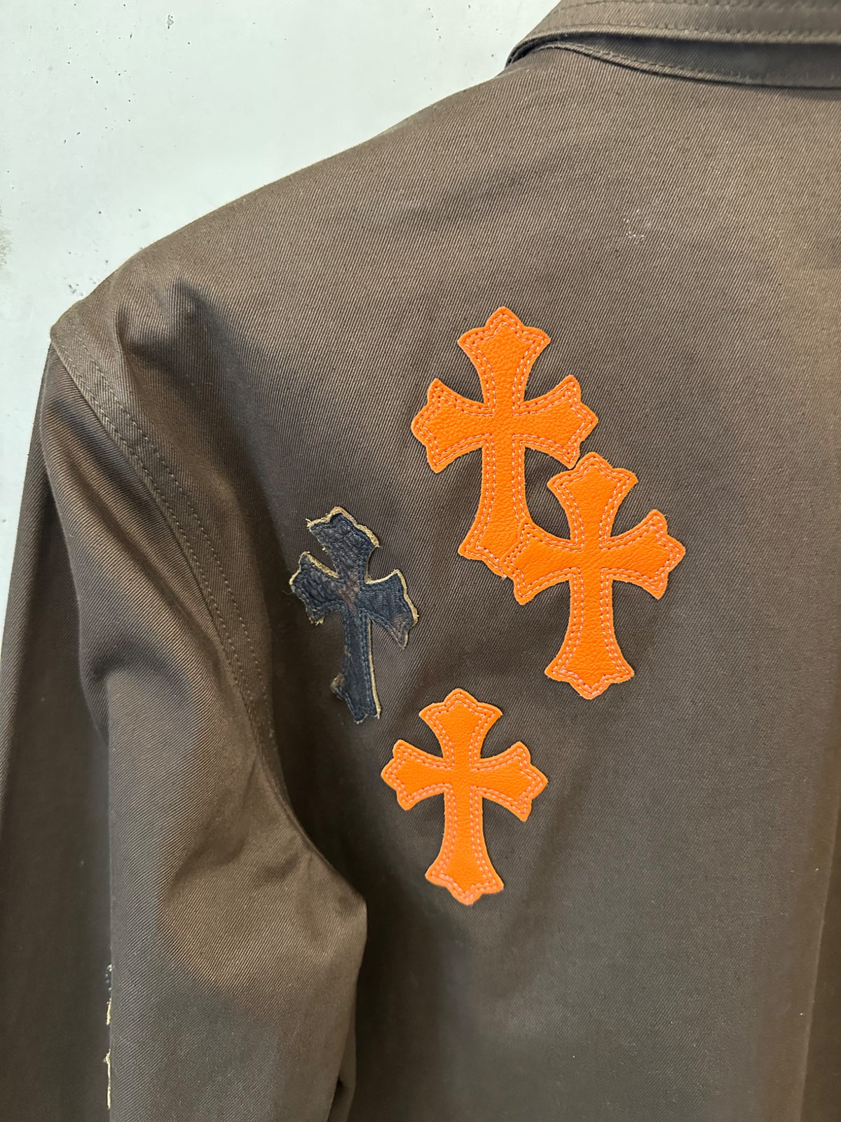 Jacket Work Dog Leather Cross Patch Orange | Chrome Hearts, view 9