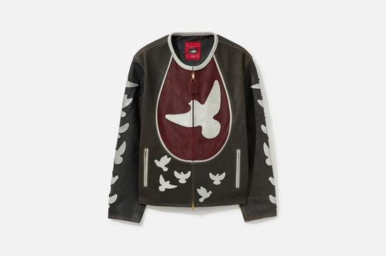 Jacket Doves Distressed Leather Moto Black | KidSuper