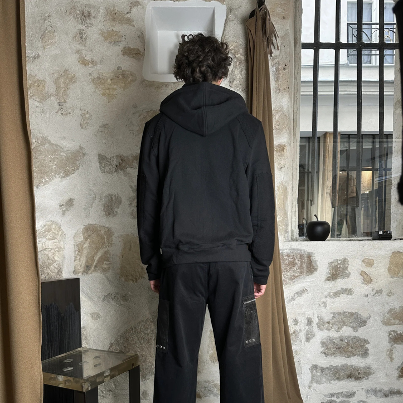 Zip Hoodie Lucid Spine Obsidian Black | Reveur Lucide