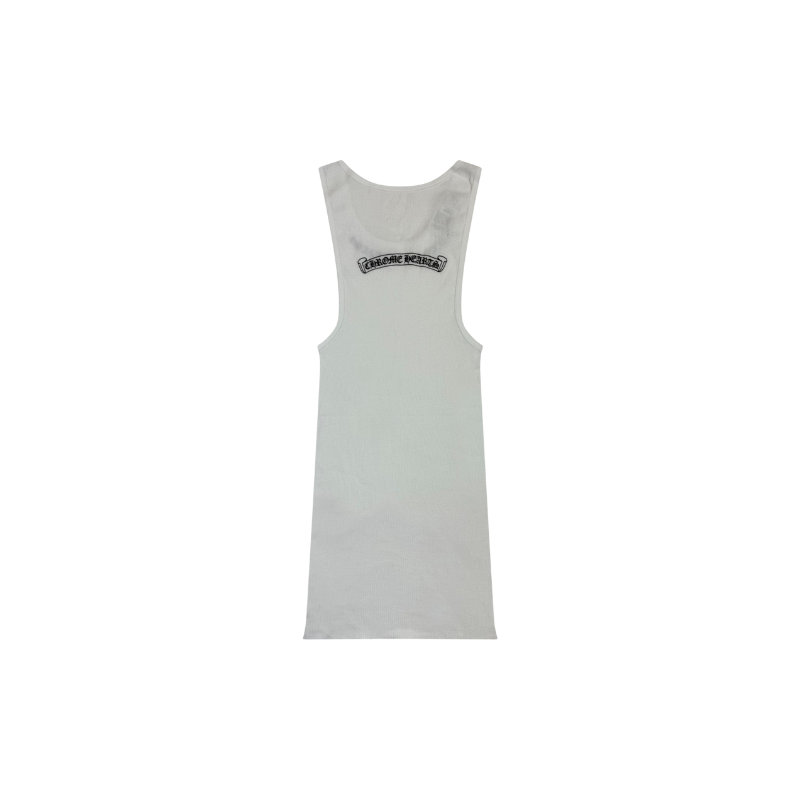 Tank Top White Scroll Neck Logo Rib | Chrome Hearts