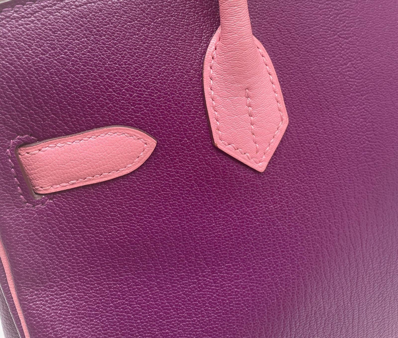 Birkin Birkin 30 Bi Color HHS Cuir De Chèvre Anemone & Rose Confetti Garniture Argente Palladié | Hermes