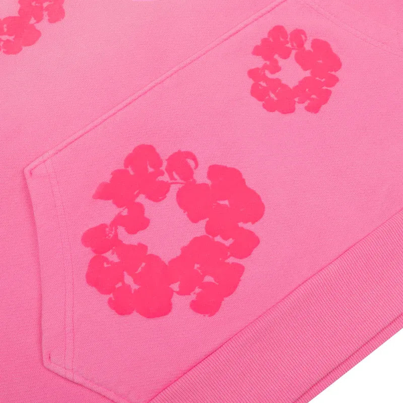 Hoodie Mono Cotton Wreath Neon Pink | Denim Tears