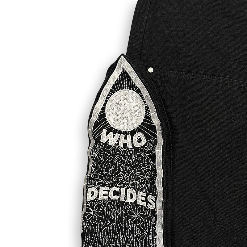 Denim Shorts Side Embroidery Coal | WhoDecidesWar