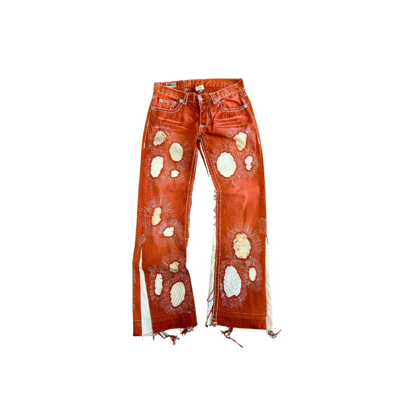 Jeans Sunflower Stitch Orange & White | StudioPolyvalent
