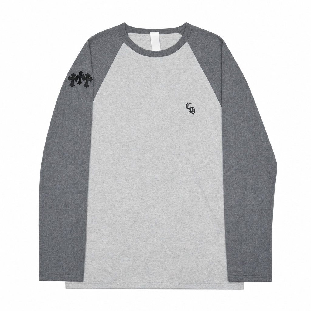 Longsleeve Baseball Satin Grey | Chrome Hearts
