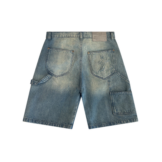 Denim Shorts Carpenter Blue Monogram | Maison Guava